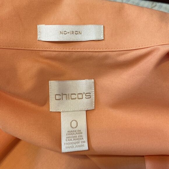 Chico’s No-iron Button Down Blouse with Convertible Sleeves Apricot Size 0 - Picture 7 of 8